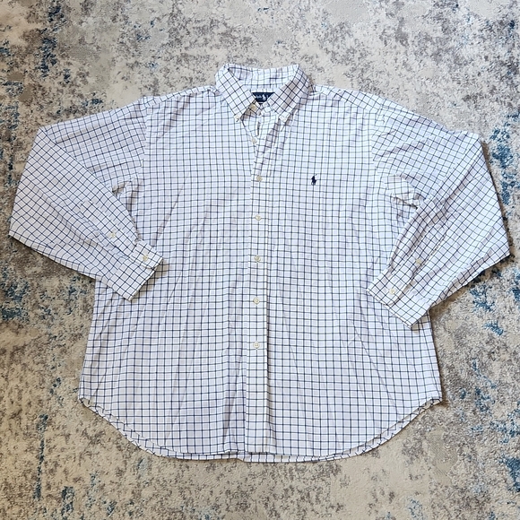 Ralph‎ Lauren Men's XL Classic Fit Long Sleeve Blue And White Plaid Shirt - Picture 1 of 3